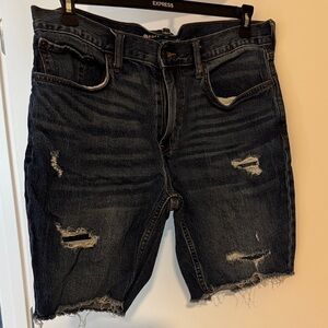 Old Navy Dark Blue Distressed Denim Shorts